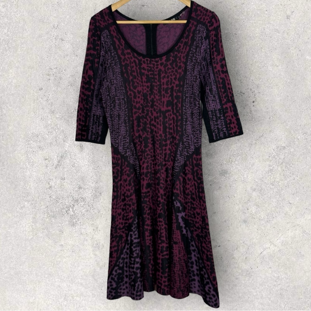 Nic Zoe Flare Dress Size Medium Purple Pink‎ Stretch Flare Bohemian Long Sleeves - Picture 10 of 11